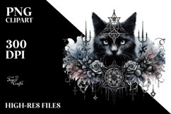 Washed Watercolor Gothic Cat | Sublimation Clipart Product Image 3