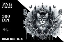 Washed Watercolor Gothic Cat | Sublimation Clipart Product Image 3