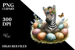 Adorable Baby Zebra Among Easter Eggs, PNG Product Image 2