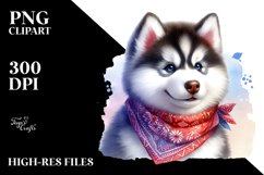 Cute Vibrant Siberian Husky | Clipart Product Image 3