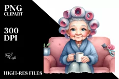 Glossy Bottle Old Lady Hair Curlers | Clipart Product Image 1