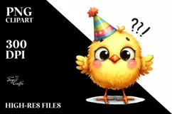 Watercolor Funny Chick Standing Party Hat Sublimation Product Image 3
