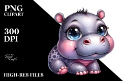 Cute Baby Hippo PNG Product Image 2