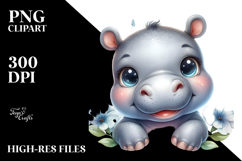 Energetic Baby Hippo PNG Product Image 2