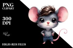 Cute Funny Baby Mouse | Watercolor Clipart Product Image 3