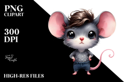 Cute Funny Baby Mouse | Watercolor Clipart Product Image 2