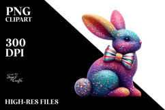 Colorful Retro Bunny View from Back PNG Product Image 2