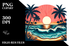 Vintage Tropical Beach Sunset Clipart Product Image 2