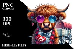 Highland Calf with Sunglasses and I Love You Sign PNG Product Image 2