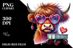 Highland Calf with Sunglasses and I Love You Sign PNG Product Image 2