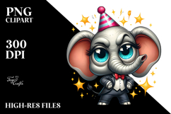 Dramatic Elephant with Party Hat PNG Product Image 2