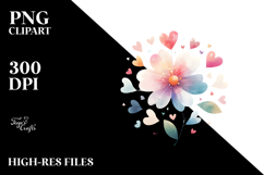 Colorful Simple Flower with Heart Petals PNG Product Image 2