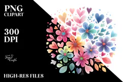 Colorful Simple Flower with Heart Petals PNG Product Image 2