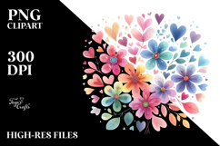 Colorful Simple Flower with Heart Petals PNG Product Image 2