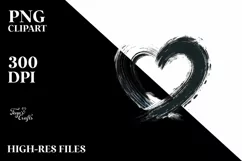 Simple Paintbrush Style Heart with Wings PNG Product Image 2