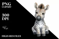 Funny Cute Baby Zebra Sitting | Clipart Product Image 3
