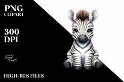 Funny Cute Baby Zebra Sitting | Clipart Product Image 3