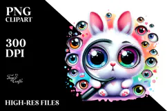 Vibrant Baby Bunny with Crazy Eyes, PNG Product Image 2