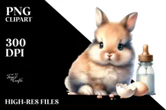 Sleeping Baby Bunny on a Flower, PNG Product Image 2