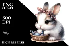 Sleeping Baby Bunny on a Flower, PNG Product Image 2