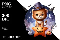 Cute Baby Lion on Star PNG Product Image 2