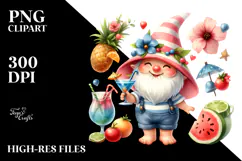 Cute Gnome Drinking Cocktail, PNG Product Image 2
