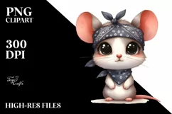 Bandana Baby Mouse Watercolor | Clipart Product Image 3