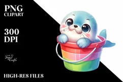 Colorful Cute Baby Harp Seal Bucket Splash Product Image 3