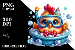 Adorable Baby Rooster at Bath PNG Product Image 2