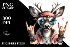 Funny Deer Portrait Rocker Sign | Sublimation Clipart Product Image 1