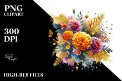 Vibrant Abstract Bouquet Gold Foil | Clipart Product Image 2