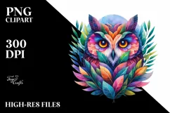 Abstract Vibrant Owl PNG Product Image 3