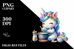 Pastel Baby Unicorn Cooking Rainbow | Sublimation | Clipart Product Image 3