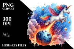 Colorful Baby Unicorn Diving | Clipart Product Image 3