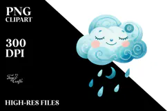 Whimsical Cloud, Watercolor PNG Product Image 2