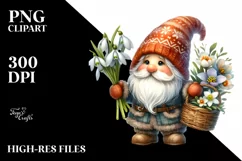 Detailed Gnome Snowdrop Flower | Sublimation | Clipart Product Image 3