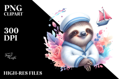 Whimsical Sloth Sailor Suit Clipart Product Image 2