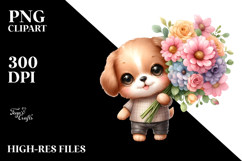 Funny Puppy with Flower Bouquet | Sublimation | Clipart Product Image 2