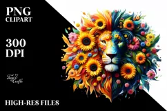 Vibrant Sunflower Lion PNG Product Image 1