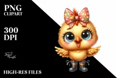 Bow Baby Chicken Watercolor | Clipart Product Image 3