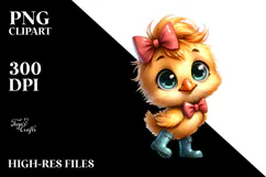 Bow Baby Chicken Watercolor | Clipart Product Image 2