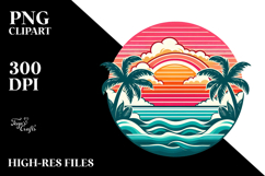 Retro Tropical Rainbow Sunset Clipart Product Image 2