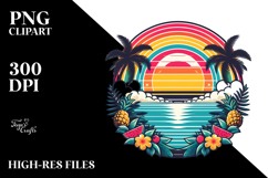 Retro Tropical Rainbow Sunset, PNG Product Image 2