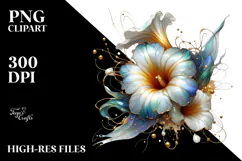 Glossy Morning Glory Watercolor Splash PNG Product Image 2