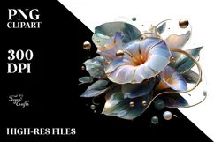 Glossy Morning Glory Watercolor Splash PNG Product Image 2