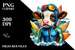 Colorful Baby Cow in Surfer's Wetsuit Product Image 3