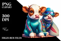 Colorful Baby Cow in Surfer's Wetsuit Product Image 1