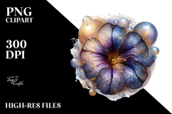 Abstract Petunia with Golden Insertions, Transparent PNG Product Image 2