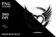 Simple Paintbrush Style Heart with Wings PNG Product Image 2