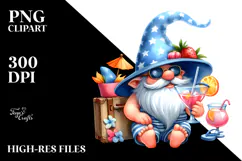 Colorful Gnome with Cocktail PNG Product Image 2